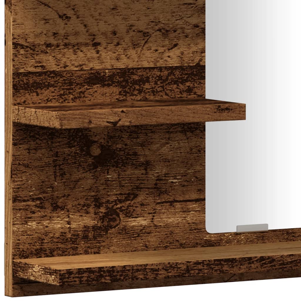 Armadietto A Specchio Da Bagno Legno Vecchio 60X10,5X45 Cm