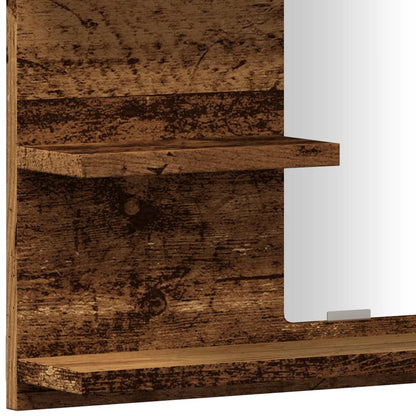 Armadietto A Specchio Da Bagno Legno Vecchio 60X10,5X45 Cm