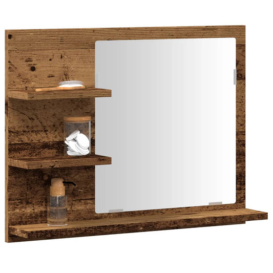 Armadietto A Specchio Da Bagno Legno Vecchio 60X10,5X45 Cm