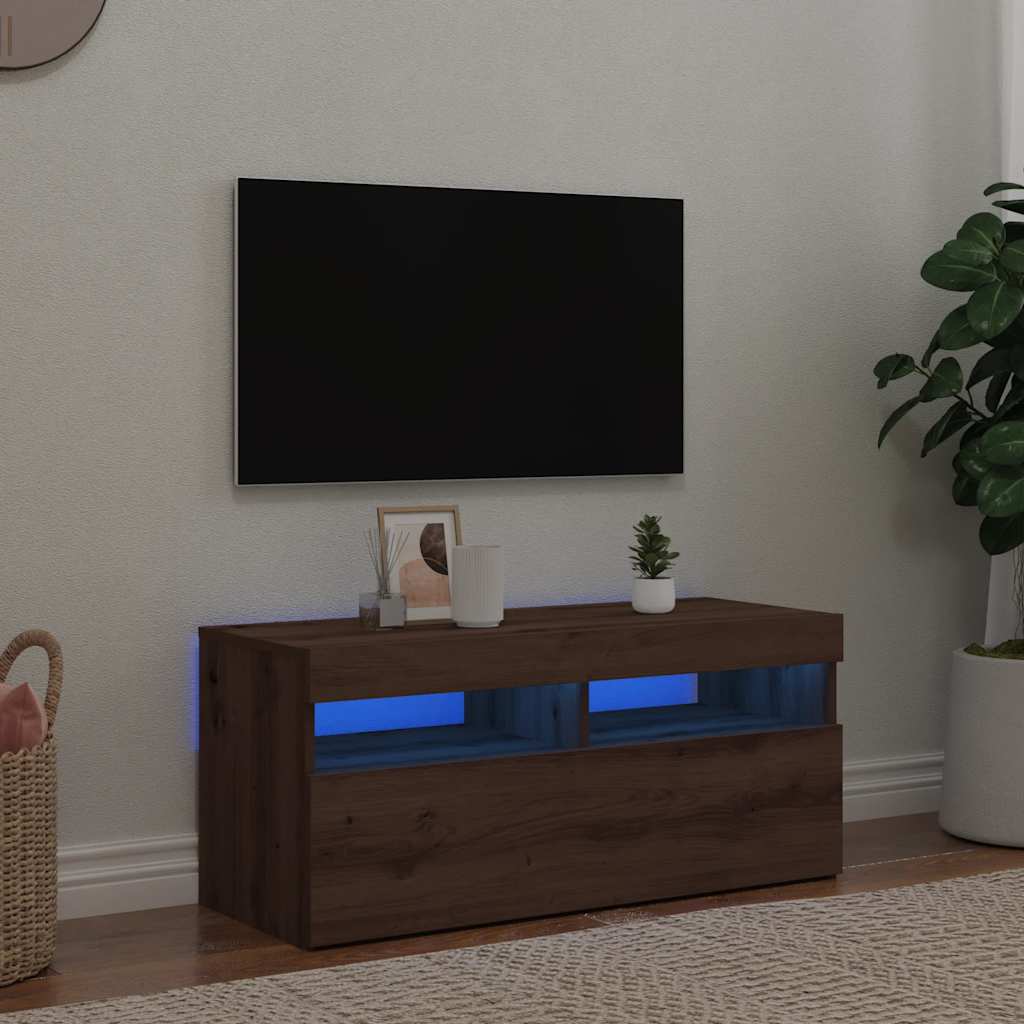 Mobili Porta Tv Con Luci Led 2 Pz 75X35X40 Cm