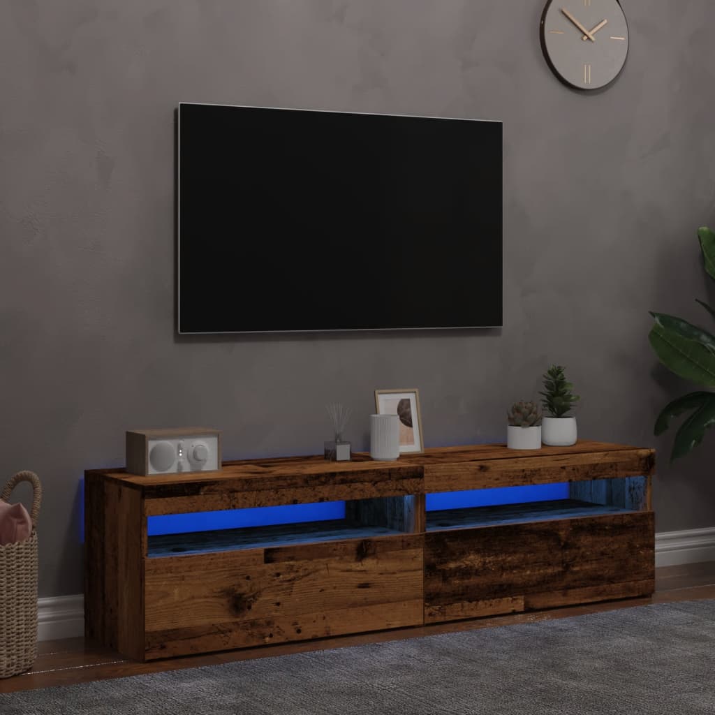 Mobili Porta Tv Con Luci Led 2 Pz 75X35X40 Cm