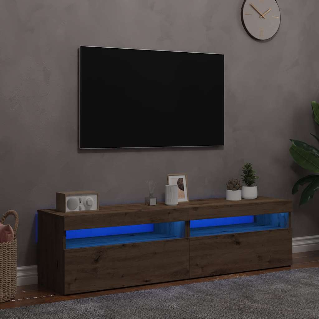 Mobili Porta Tv Con Luci Led 2 Pz 75X35X40 Cm