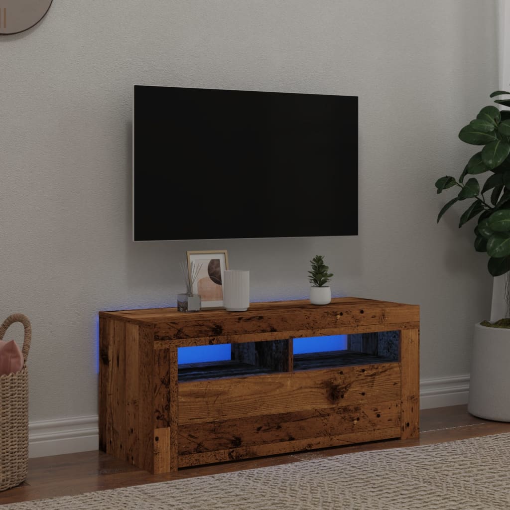 Mobile Porta Tv Con Led Artigianale 90X35X40 Cm Multistrato
