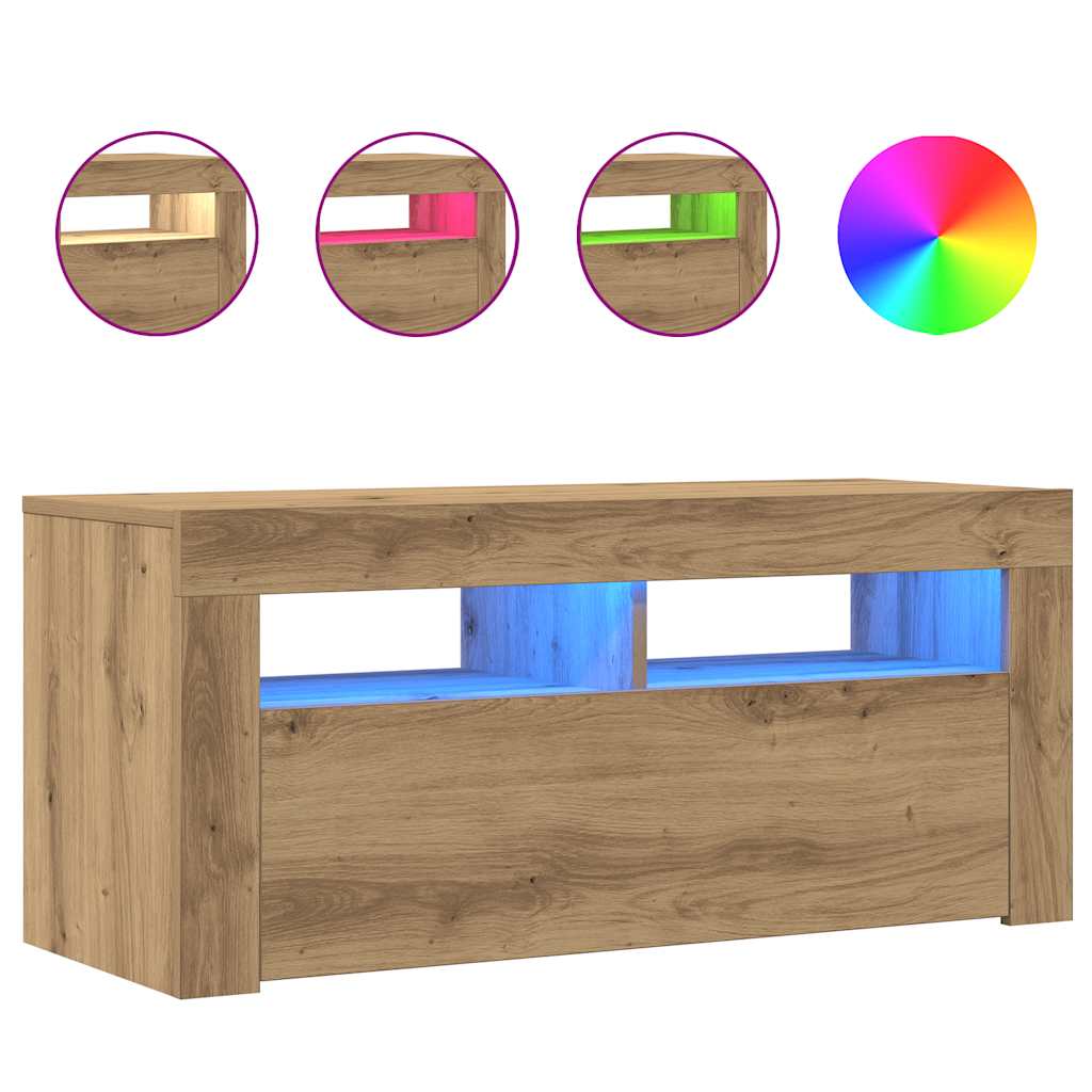 Mobile Porta Tv Con Led Artigianale 90X35X40 Cm Multistrato