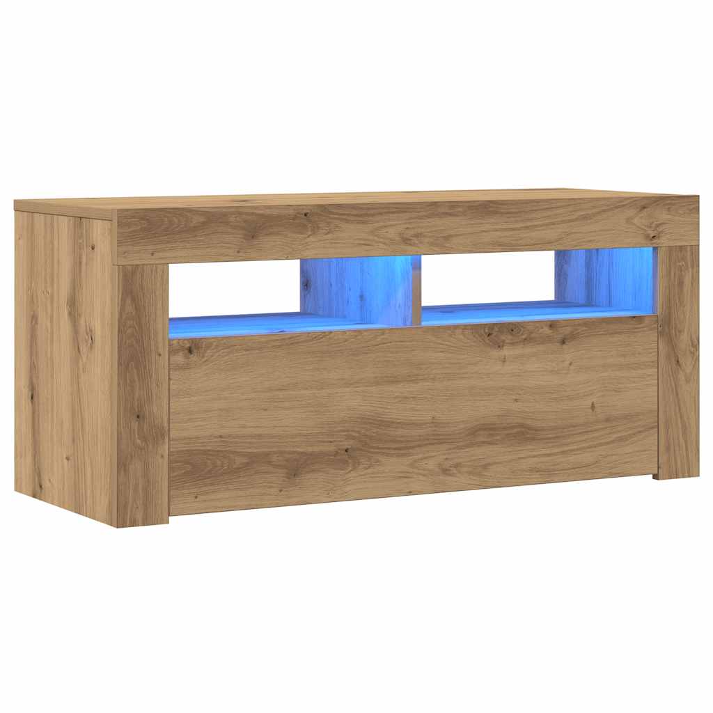Mobile Porta Tv Con Led Artigianale 90X35X40 Cm Multistrato