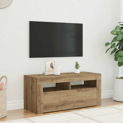 Mobile Porta Tv Con Led Artigianale 90X35X40 Cm Multistrato