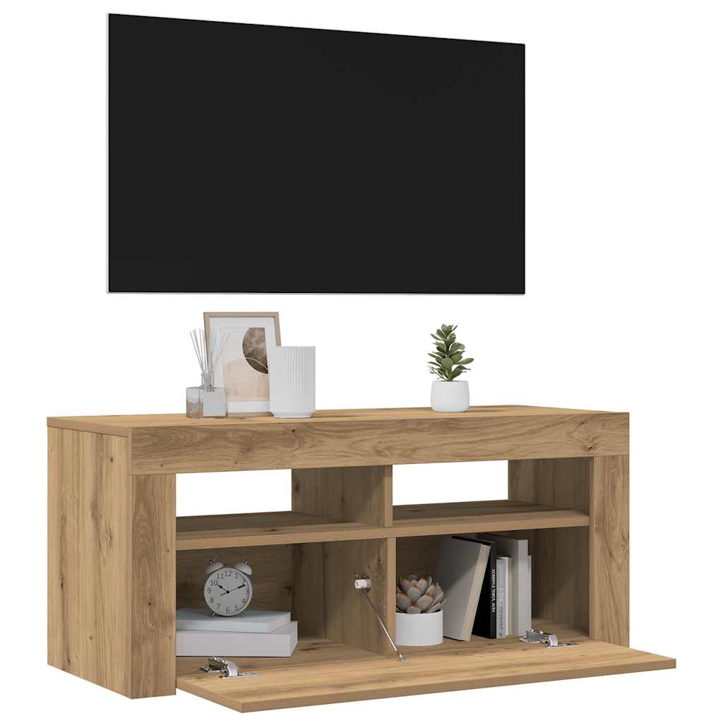 Mobile Porta Tv Con Led Artigianale 90X35X40 Cm Multistrato