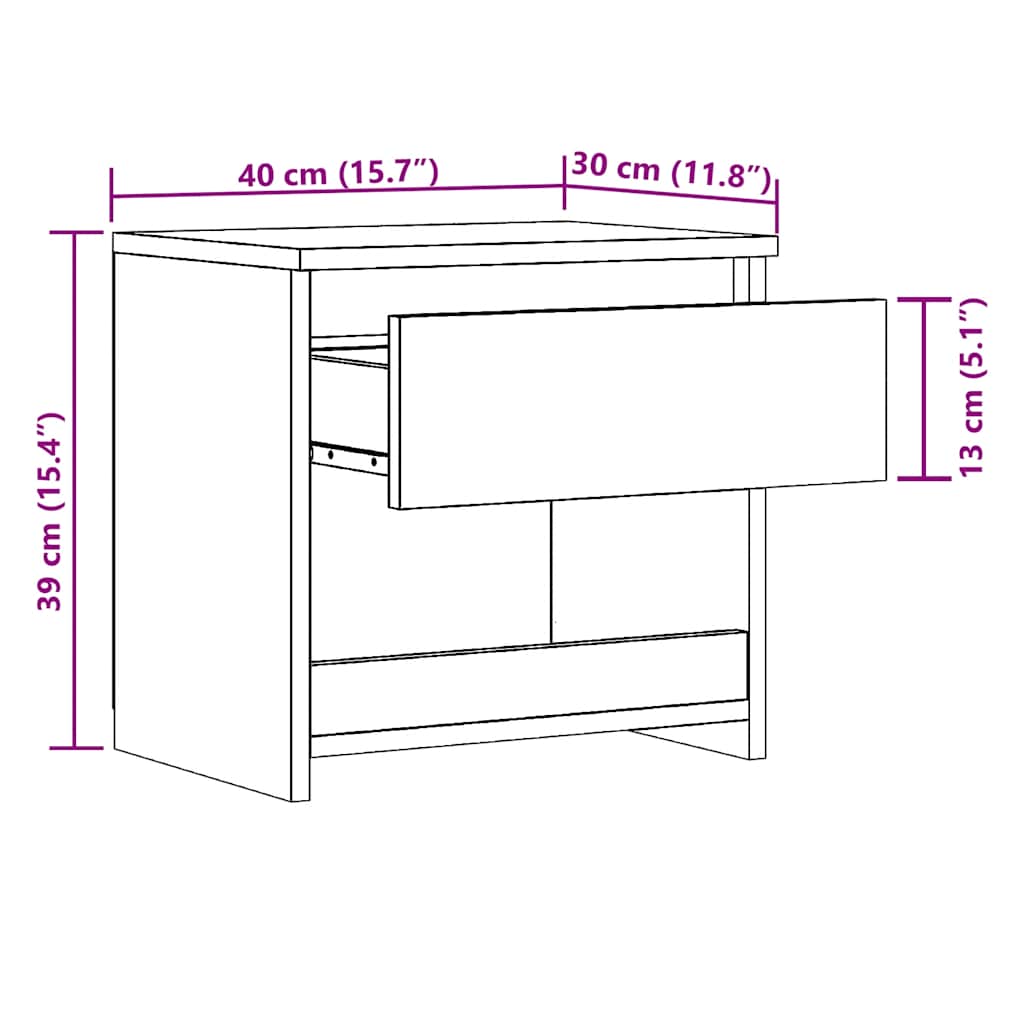 Comodini 2Pz 40X30X39Cm In Legno Multistrato