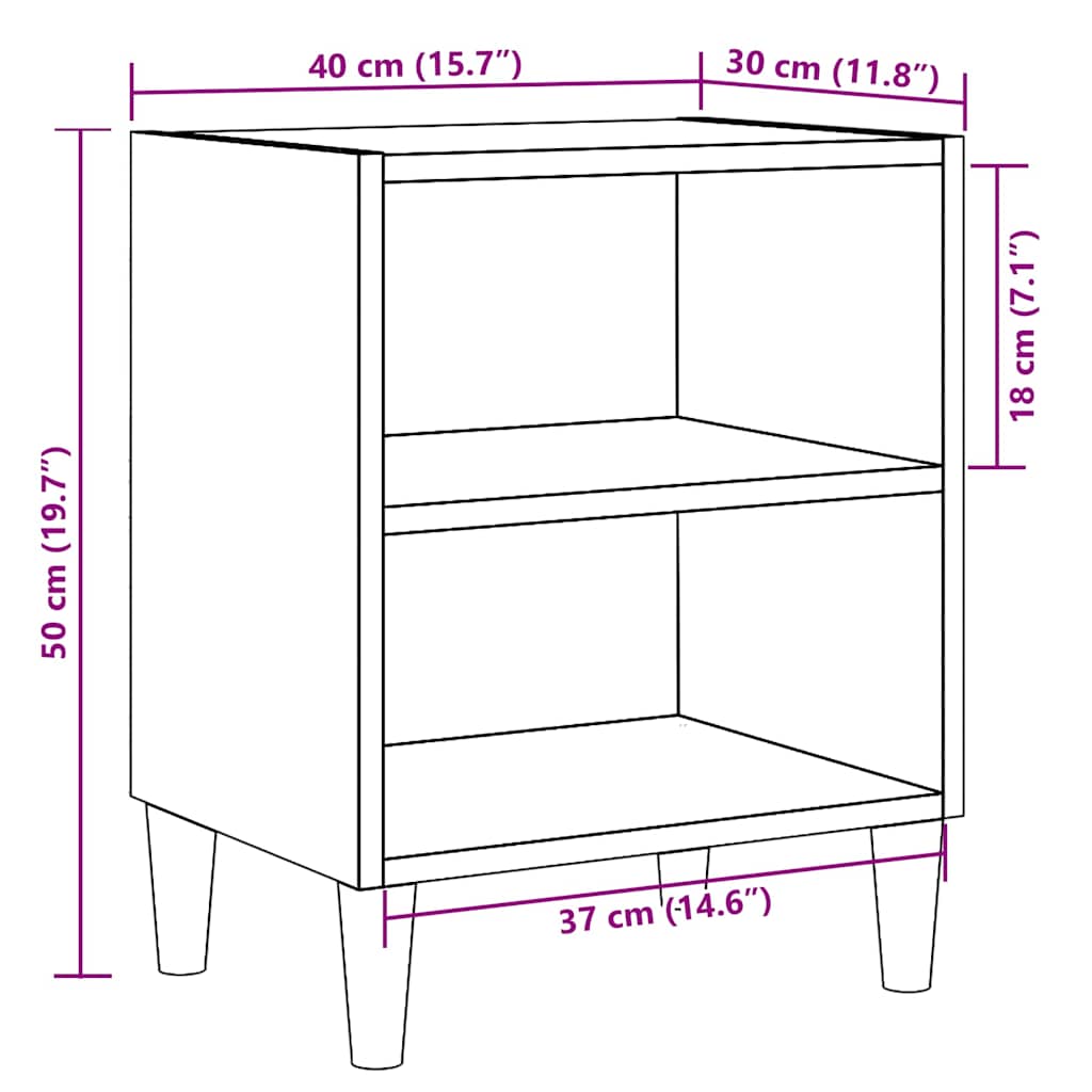 Comodino 40X30X50 Cm In Legno Multistrato