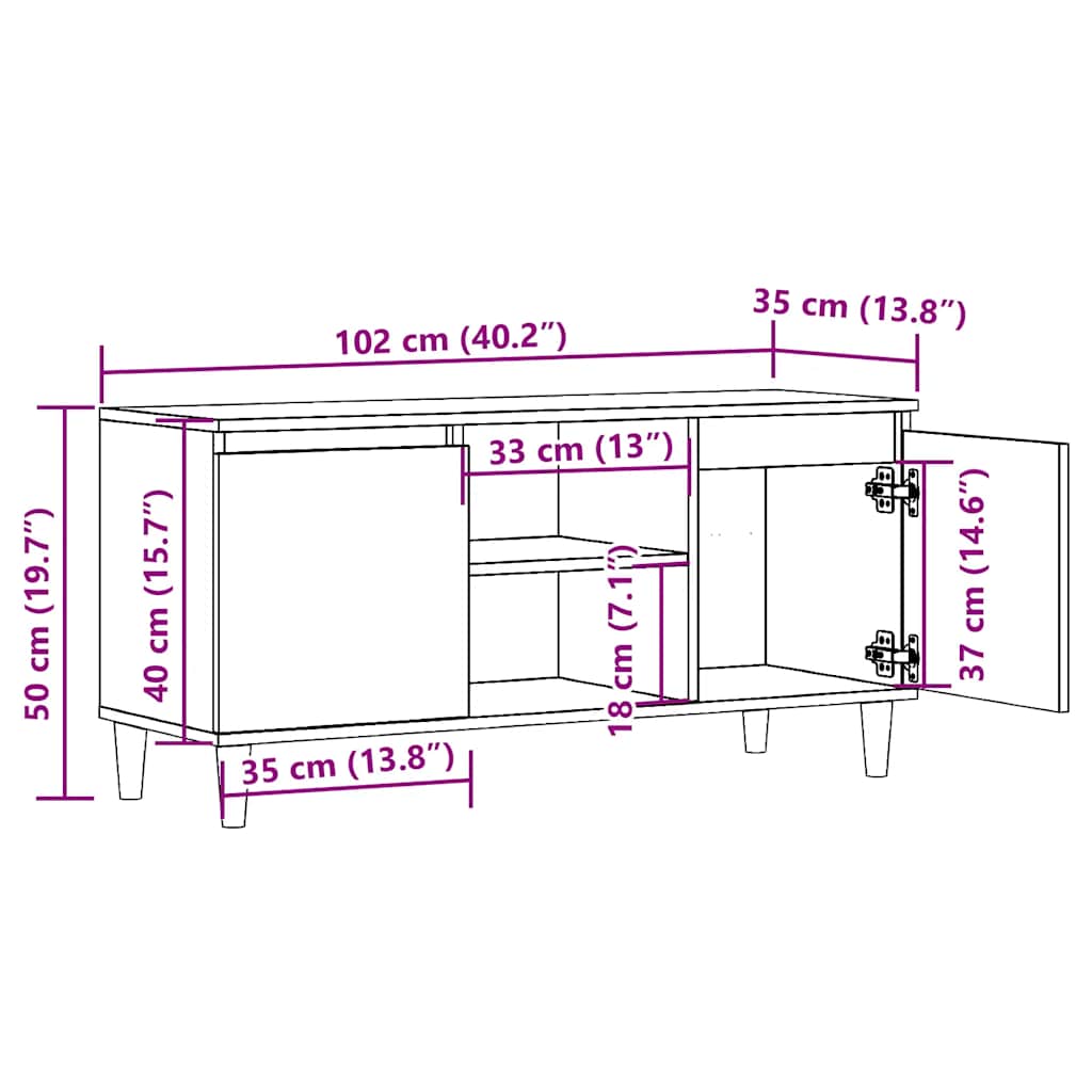 Mobile Porta Tv 102X35X50 Cm In Legno Multistrato