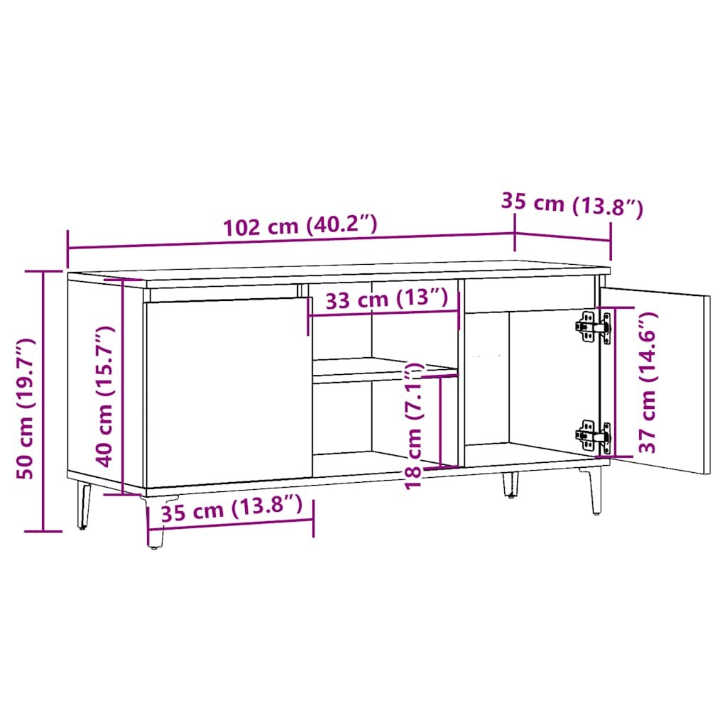 Mobile Porta Tv 102X35X50 Cm In Legno Multistrato
