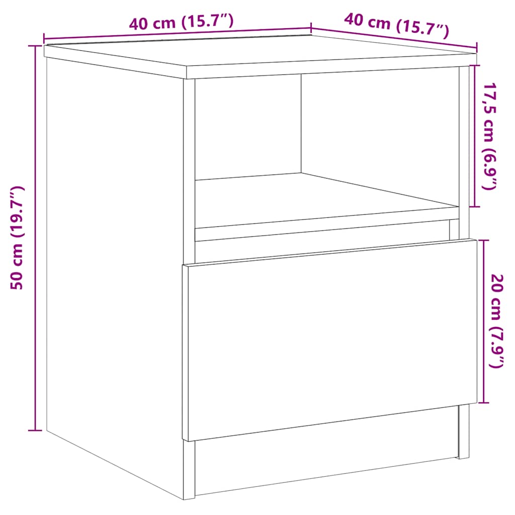Comodino 40X40X50 Cm In Legno Multistrato