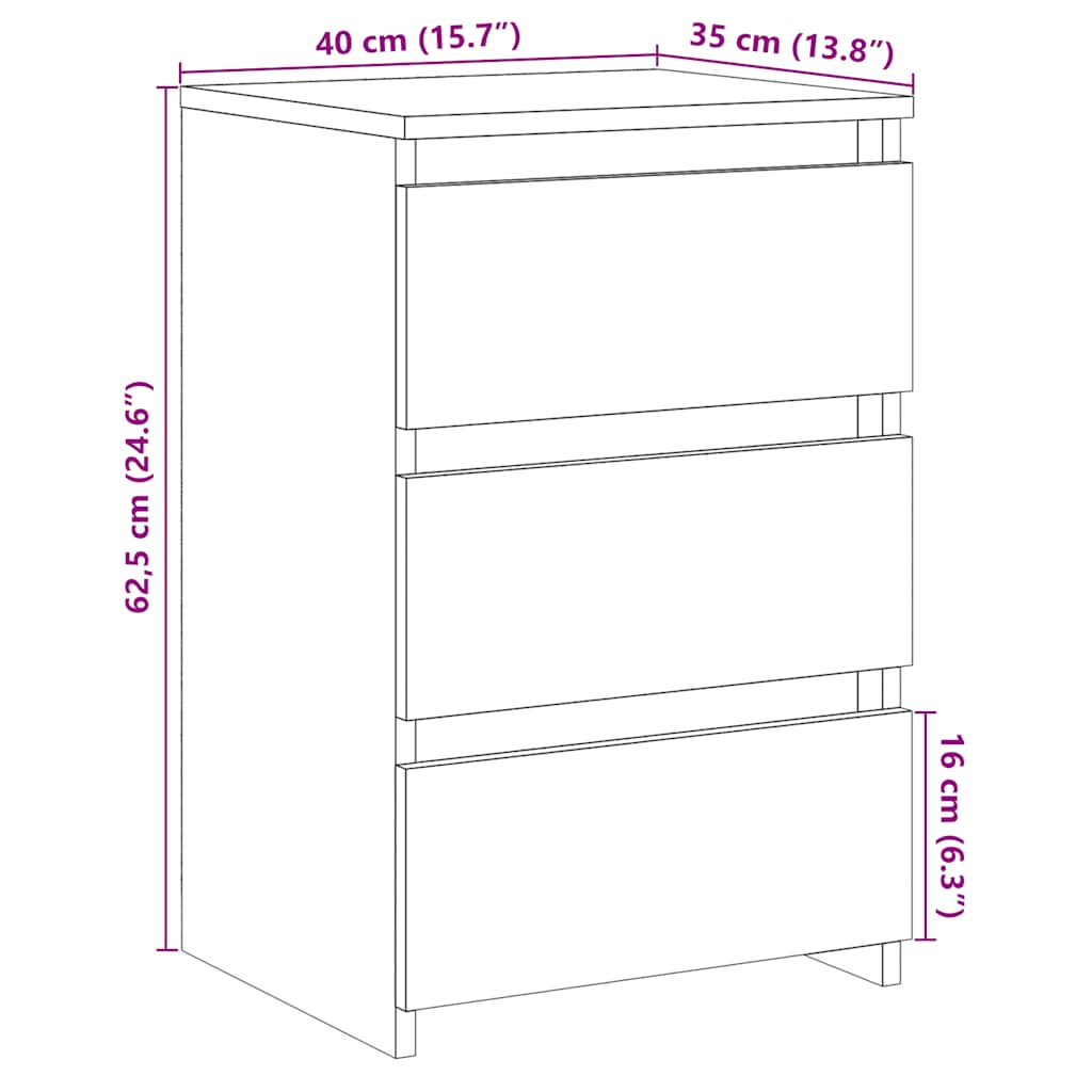 Comodino 40X35X62,5 Cm In Legno Multistrato
