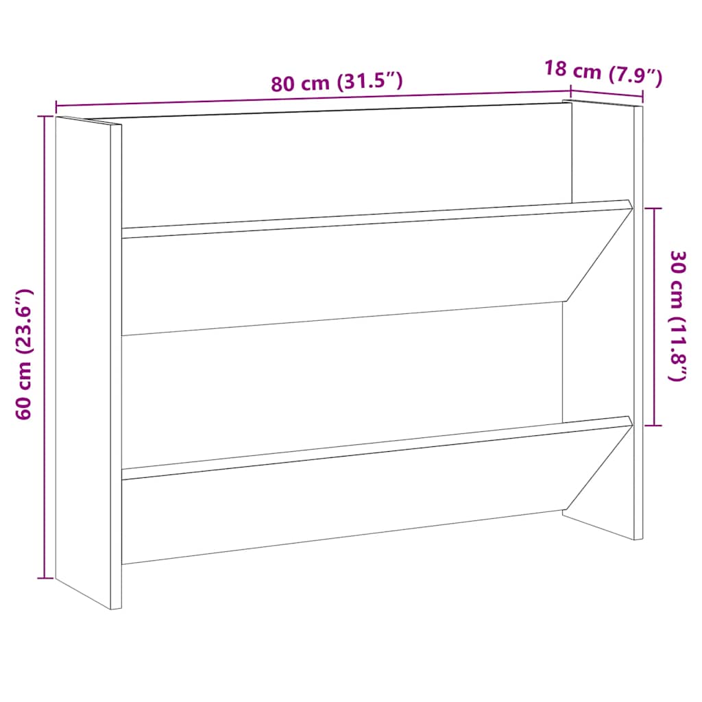 Scarpiera A Muro 80X18X In Truciolato Rovere Artigianale