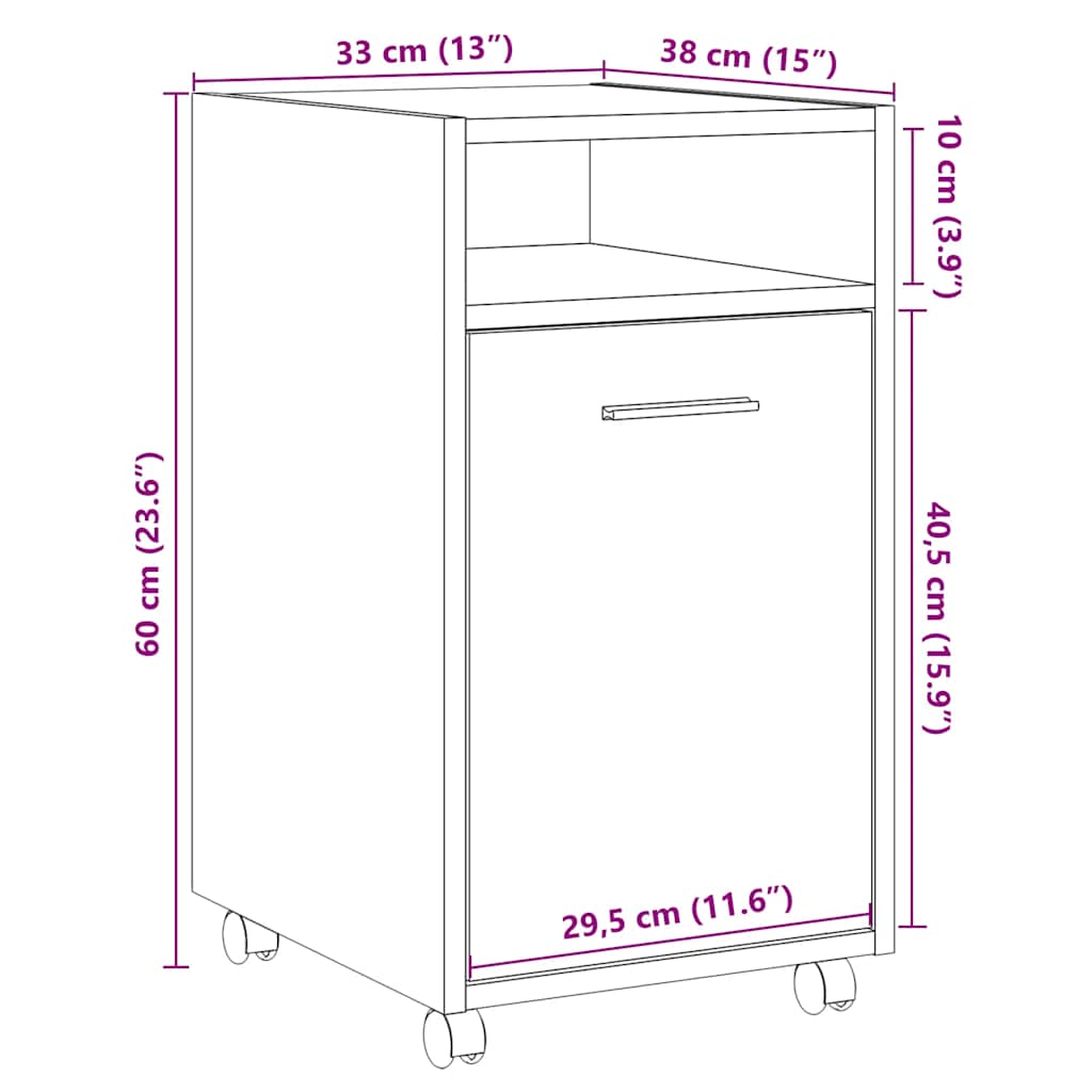 Armadio Con Ruote 33X38X60 Cm In Truciolato