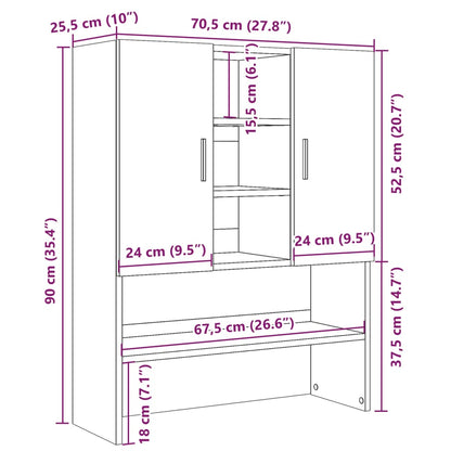 Mobile Per Lavatrice Grigio Cemento 70,5X25,5X90 Cm
