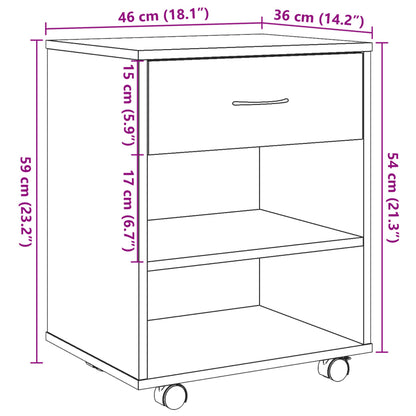 Mobiletto Con Ruote 46X36X59 Cm In Truciolato