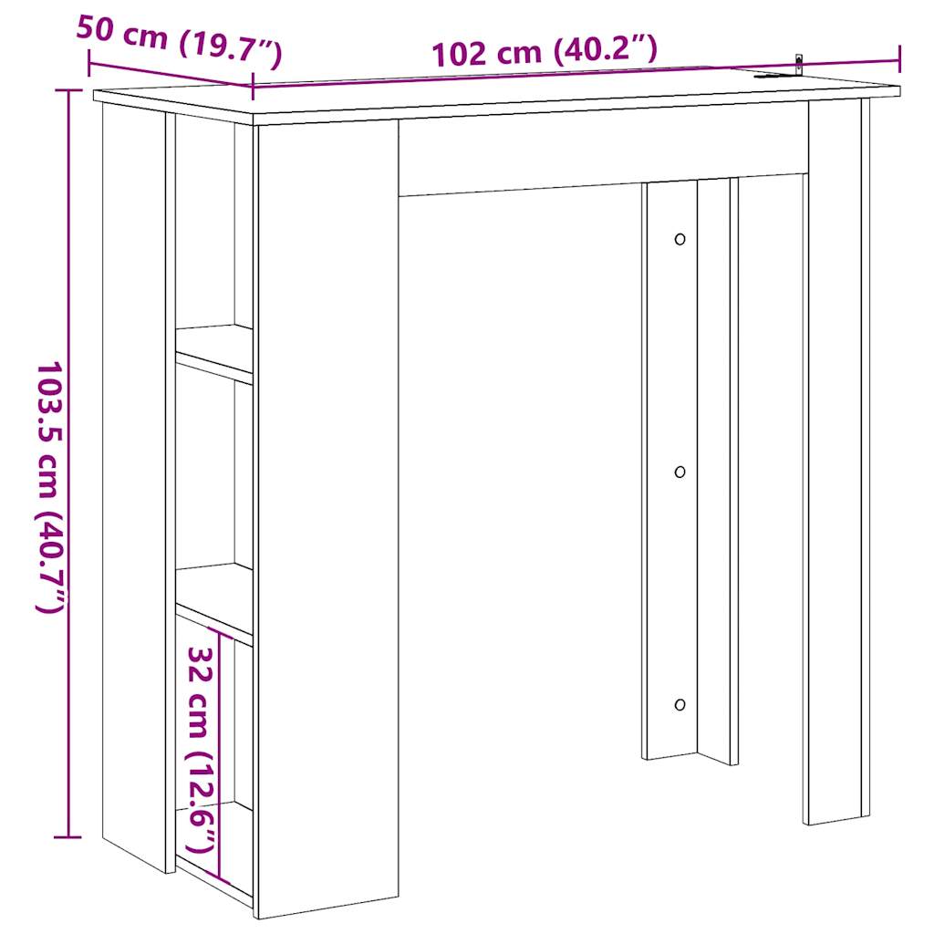 Tavolo Bar Ripiano 102X50X103,5Cm Truciolato
