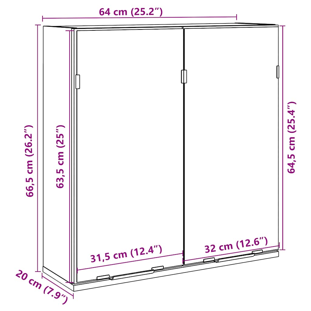 Mobile Bagno Con Specchio 64X20X66,5 Multistrato