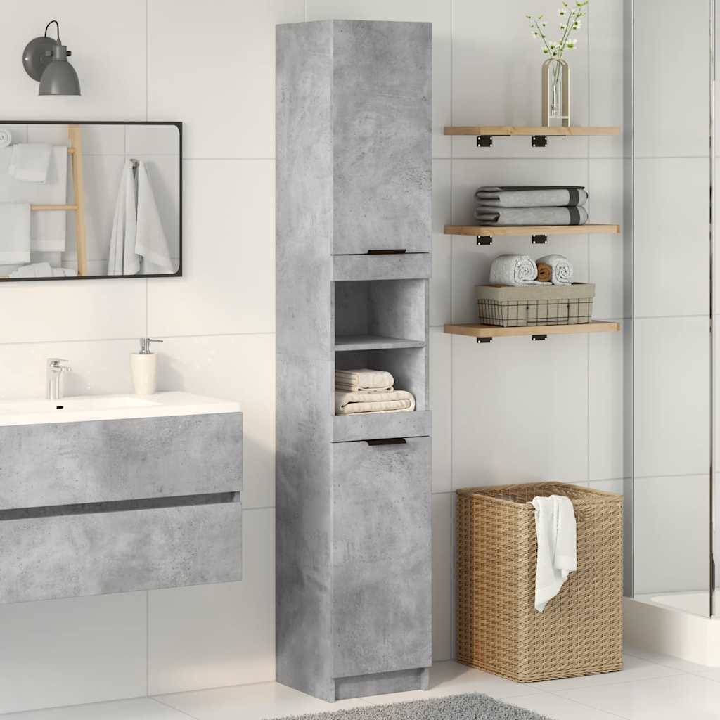 Mobile Da Bagno Grigio Cemento 32X34X188,5 Cm Legno Multistrato