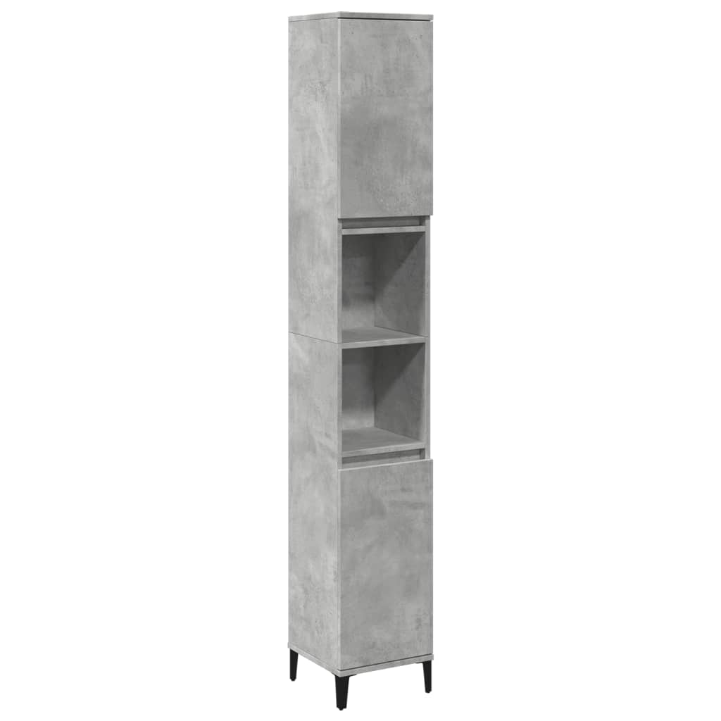 Armadietto Bagno Grigio Cemento 30X30X190 Cm Legno Multistrato