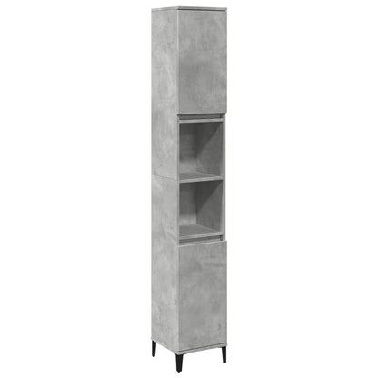 Armadietto Bagno Grigio Cemento 30X30X190 Cm Legno Multistrato