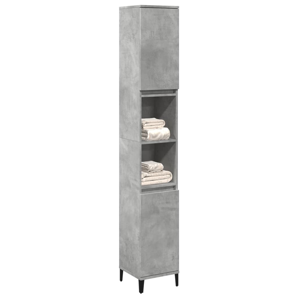 Armadietto Bagno Grigio Cemento 30X30X190 Cm Legno Multistrato