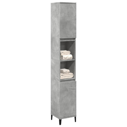 Armadietto Bagno Grigio Cemento 30X30X190 Cm Legno Multistrato