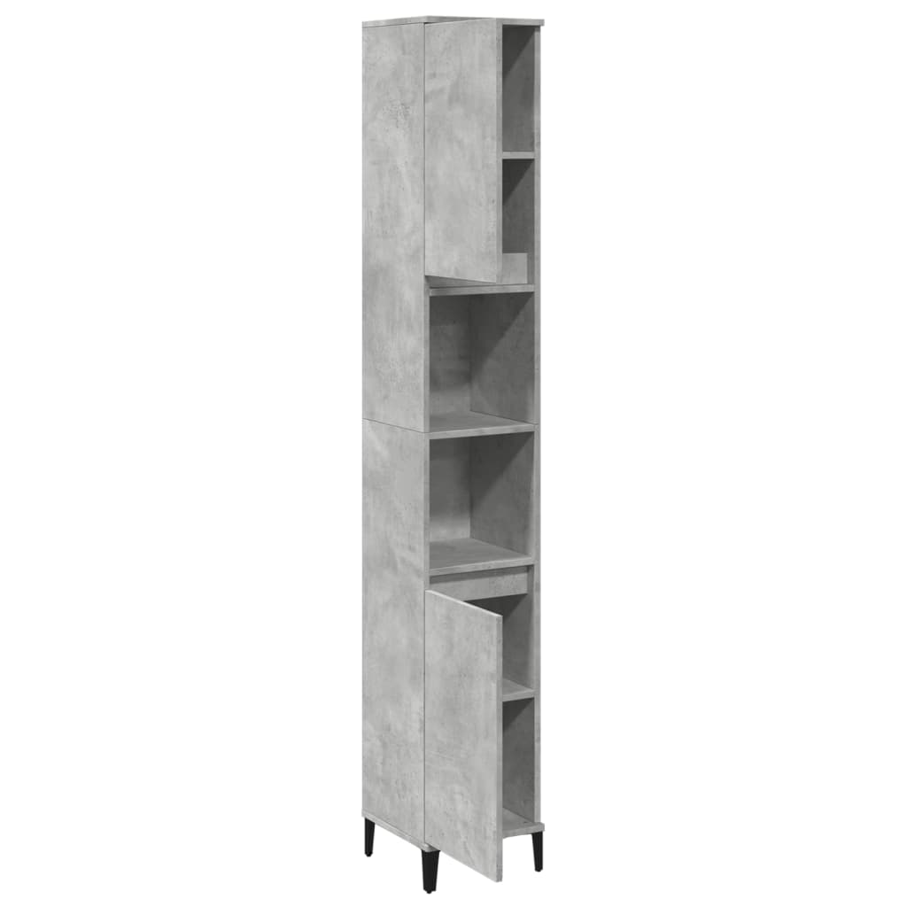 Armadietto Bagno Grigio Cemento 30X30X190 Cm Legno Multistrato