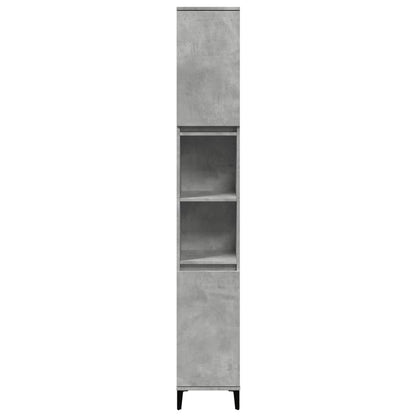 Armadietto Bagno Grigio Cemento 30X30X190 Cm Legno Multistrato