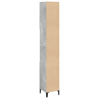 Armadietto Bagno Grigio Cemento 30X30X190 Cm Legno Multistrato