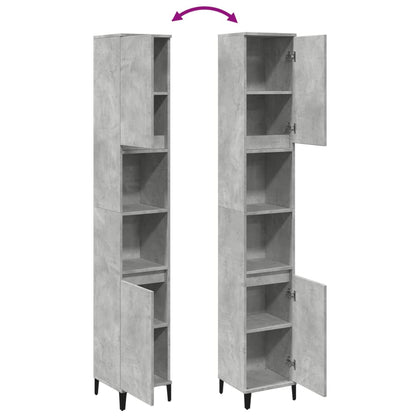 Armadietto Bagno Grigio Cemento 30X30X190 Cm Legno Multistrato