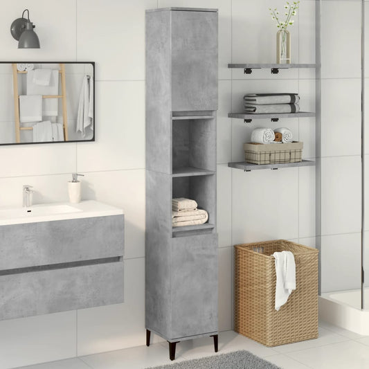 Armadietto Bagno Grigio Cemento 30X30X190 Cm Legno Multistrato