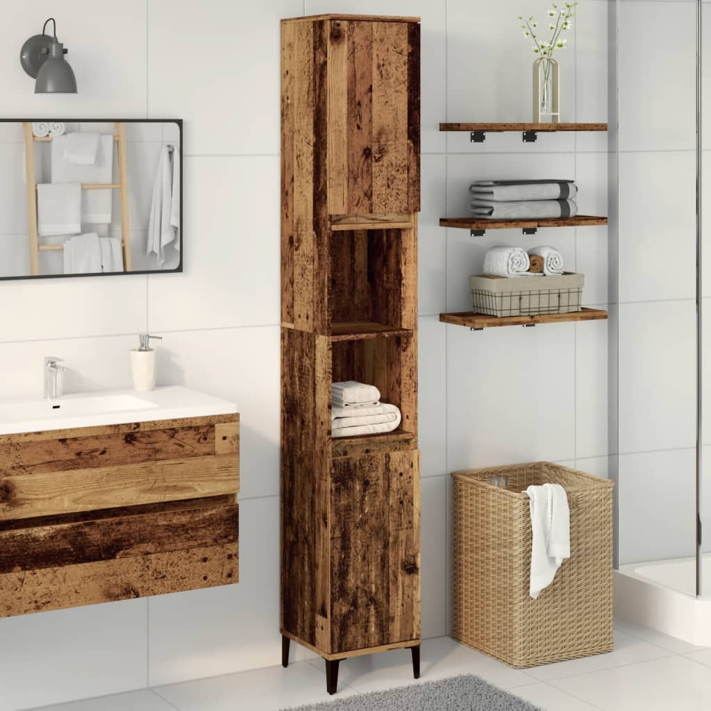 Armadietto Bagno Rovere 30X30X190 Cm Legno Multistrato