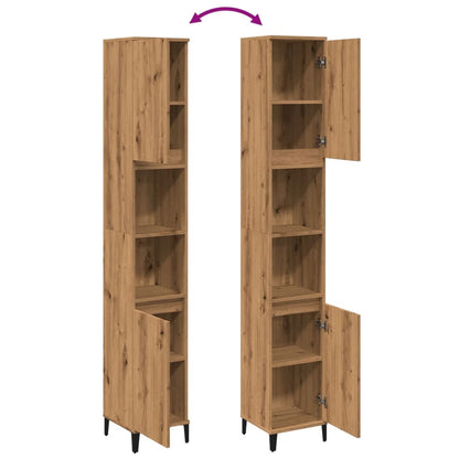Armadietto Bagno Rovere 30X30X190 Cm Legno Multistrato