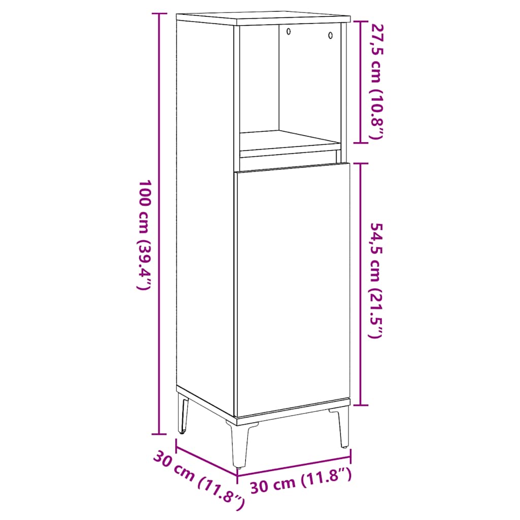 Armadietto Da Bagno 30X30X100 Cm Truciolato