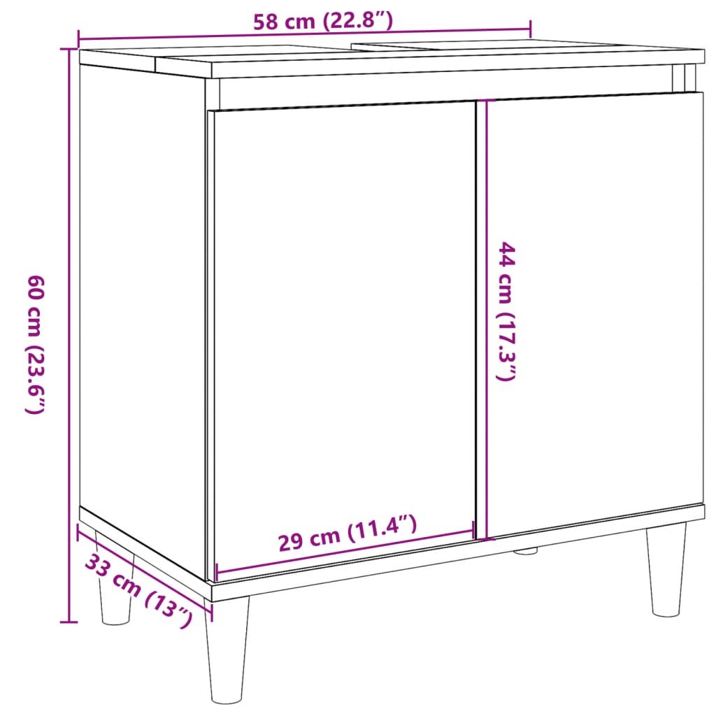 Mobile Lavabo 58X33X60 Cm Legno Multistrato