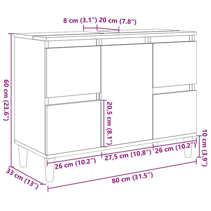 Mobile Lavabo 80X33X60 Cm In Legno Multistrato