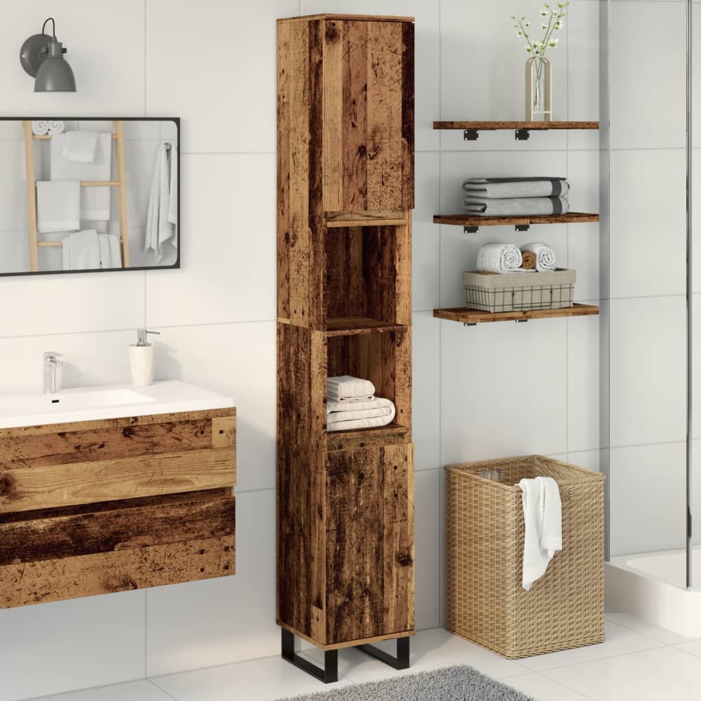 Armadietto Bagno 30X30X190 Cm In Legno Multistrato