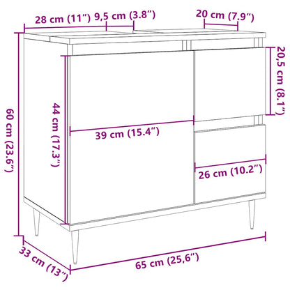Armadietto Da Bagno 65X33X60Cm In Truciolato