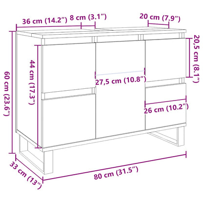 Mobiletto Da Bagno 80X33X60 Cm In Truciolato