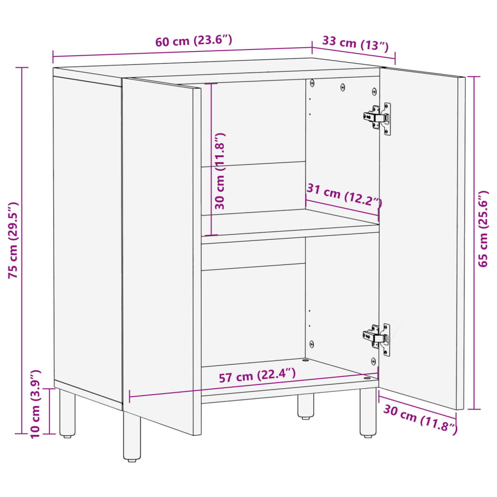 Credenza Nera 60X33X75 Cm In Legno Multistrato Rovere Marrone