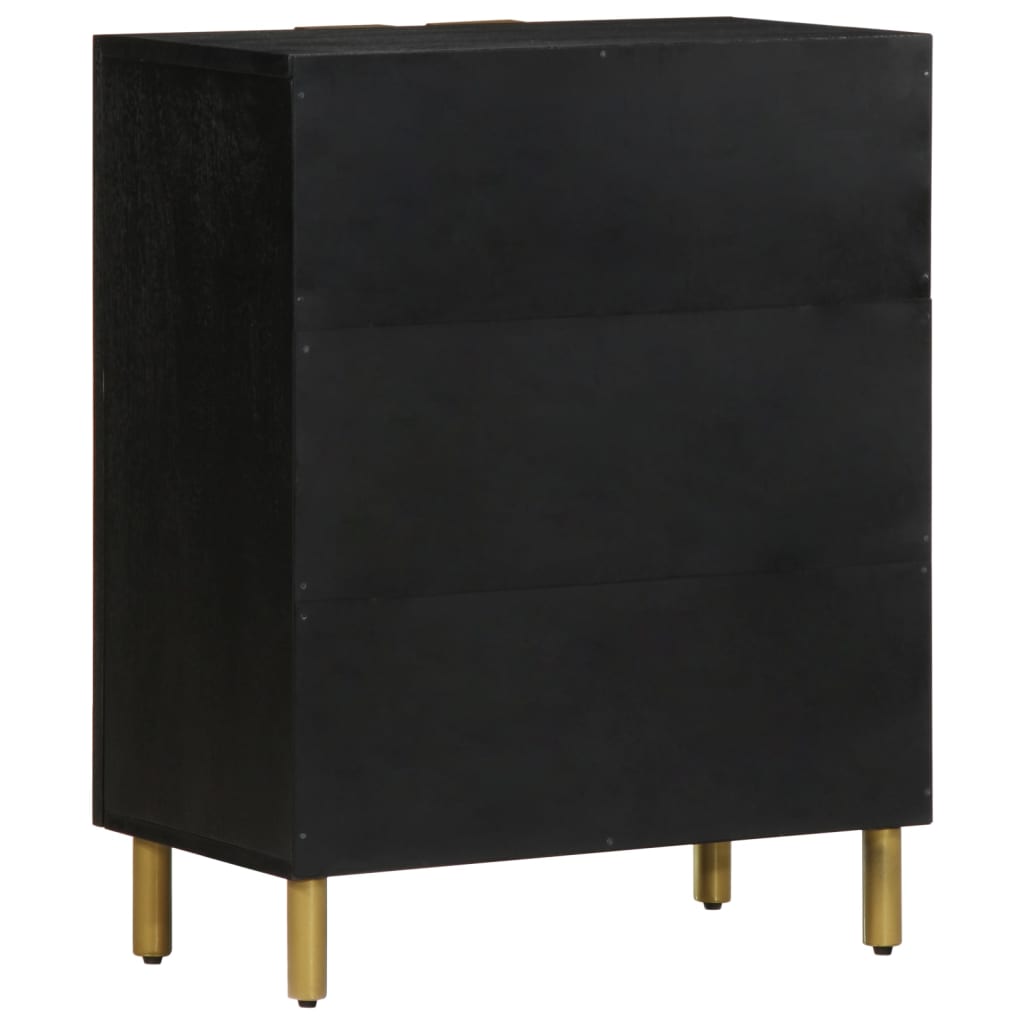 Credenza Nera 60X33X75 Cm In Legno Multistrato Rovere Marrone