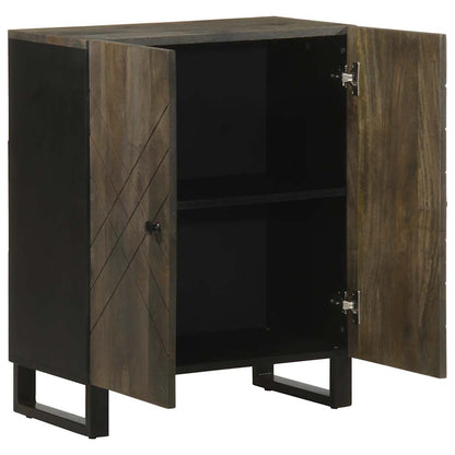 Credenza Nera 60X33X75 Cm In Legno Massello Di Mango