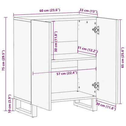 Credenza Nera 60X33X75 Cm In Legno Massello Di Mango