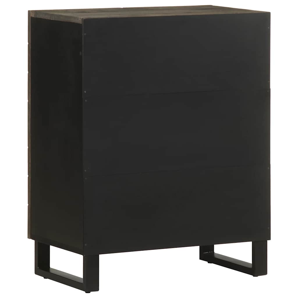 Credenza Nera 60X33X75 Cm In Legno Massello Di Mango