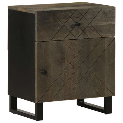 Comodino Nero 50X33X60 Cm In Legno Massello Di Mango