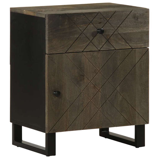 Comodino Nero 50X33X60 Cm In Legno Massello Di Mango
