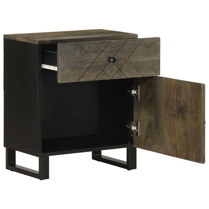 Comodino Nero 50X33X60 Cm In Legno Massello Di Mango