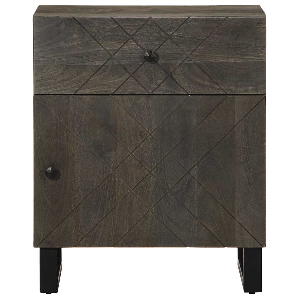 Comodino Nero 50X33X60 Cm In Legno Massello Di Mango